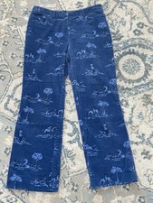 Lilly Pulitzer Blue Corduroy Pants Sz 2 Equestrian Print Y2K Preppy Chic