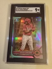 2022 Bowman Chrome Yerlin Confidan #5/125 AQUA/PINK VAPOR #BCP-187 Graded SGC 9