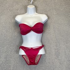 Vintage Victoria's Secret Strappy Bikini Swim 2 Piece Set Barbie Hot Pink M/L