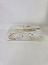 Vtg Mid-Century Modern Acrylic Plastic Tissue Box Holder Cover Brown Faux Marble