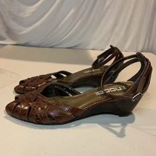 Moda Open Toe Brown Heel Wedges Women Size 8.5 [N5]
