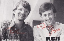 Zager & Evans - 2x Signed Early Autograph Card - RCA 1960s
