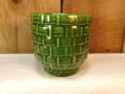 Vintage Haeger USA Pottery Basket Weave 4" Round Planter