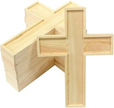 12 Pack Unfinished Wood Crosses Natural Solid Wooden Cross for Crafts 9 x 6....