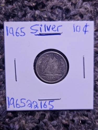 1965 canadian dime - 80% silver - VF-EF