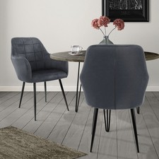 Chaise salle à manger tendance rétro moderne fauteuil velours pieds métalliques