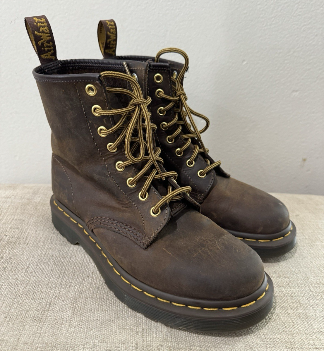 モスカート Dr. Martens 1460 Crazy Horse Boots Sz 6 M Leather Brown Bouncing