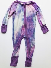 Little Sleepies Bamboo Baby Zippy Pajamas Purple Watercolor Size 0-3 Months