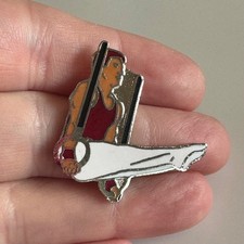 Vintage Gymnast On Rings Enamel Lapel Pin Maroon/White Mens Gymnastics