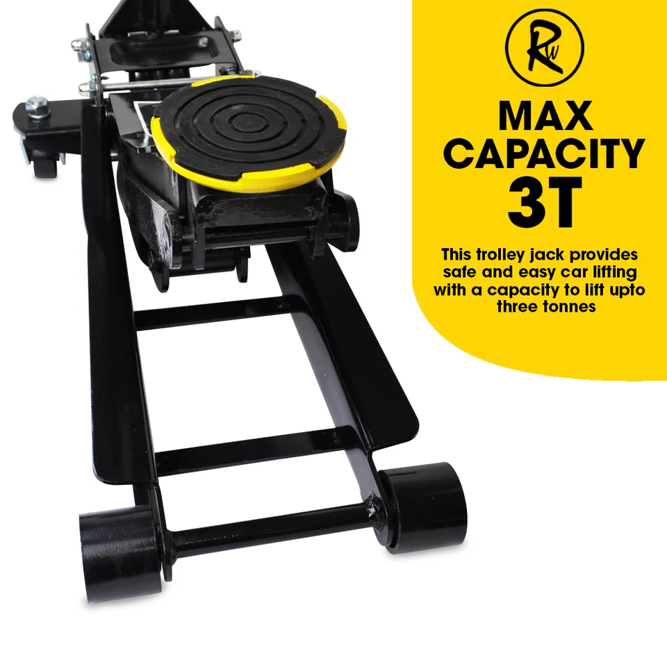 Trolley Jack 3 Ton Tonne Low Profile Hydraulic Floor Lifting Car Van Garage Tool - Image 2 of 4