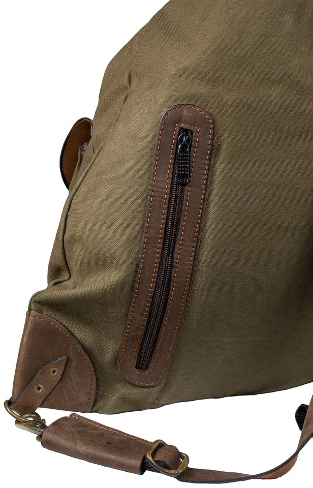 Hubertus Jagdrucksack "Canvas" oliv wasserabweisend & robust für Jäger mit Leder - Bild 2 von 4