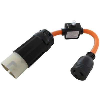 AC WORKS  SS2 50P to L6 30R Adapter w/ 30A Breaker, Heavy Duty STW 10/3