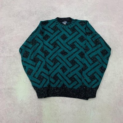 Vintage Abstrakt Strickpullover Gemustert Opa Strickpullover Herren Xl