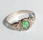 Vintage Beautiful Ring Green stone Silver 925 star USSR time Women Jewelry siz 8