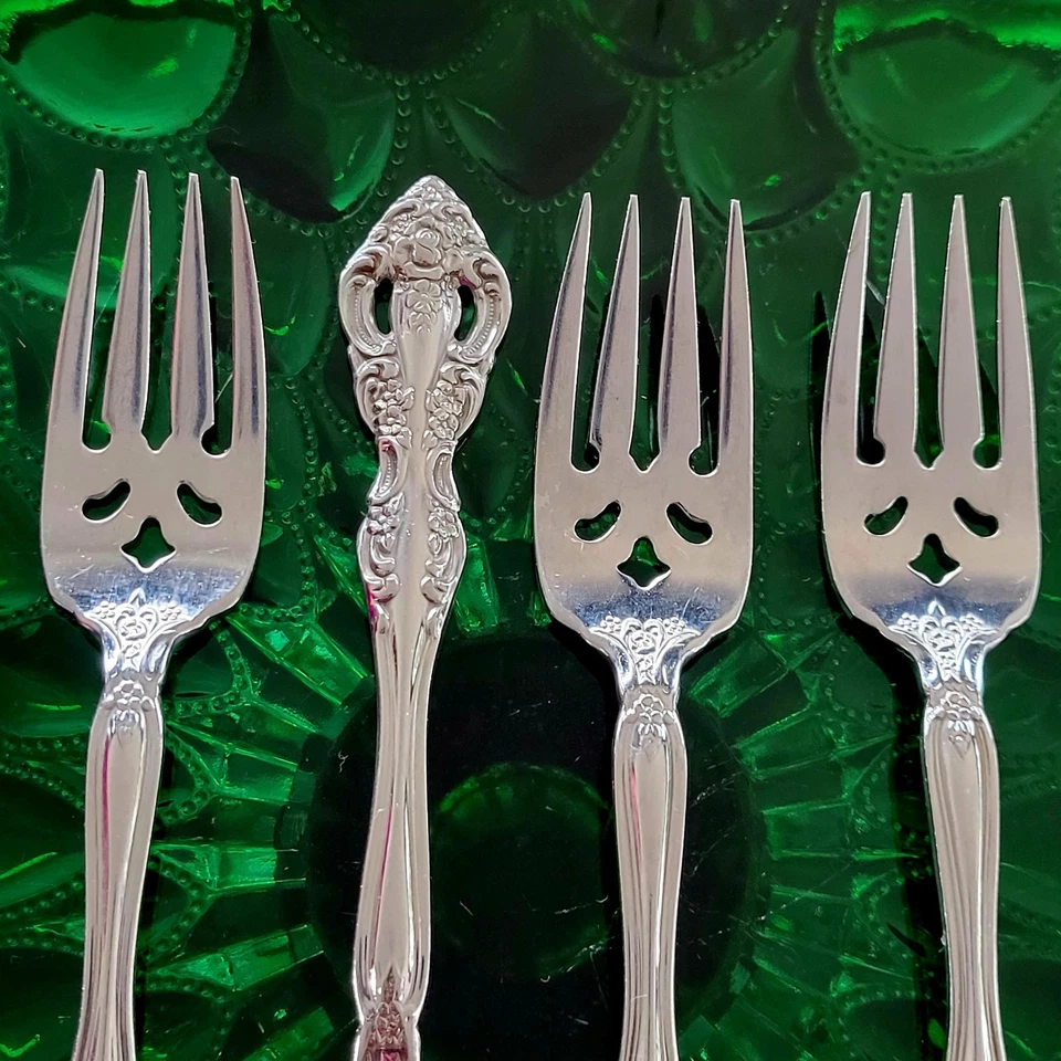 4 Oneida Stainless Steel Cube Flatware Michelangelo SALAD FORKS Baroque Design - Image 2 of 4