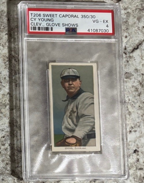 1909-11 T206 Cy Young Sweet Caporal  Glove Shows PSA 4 350/30 HOF
