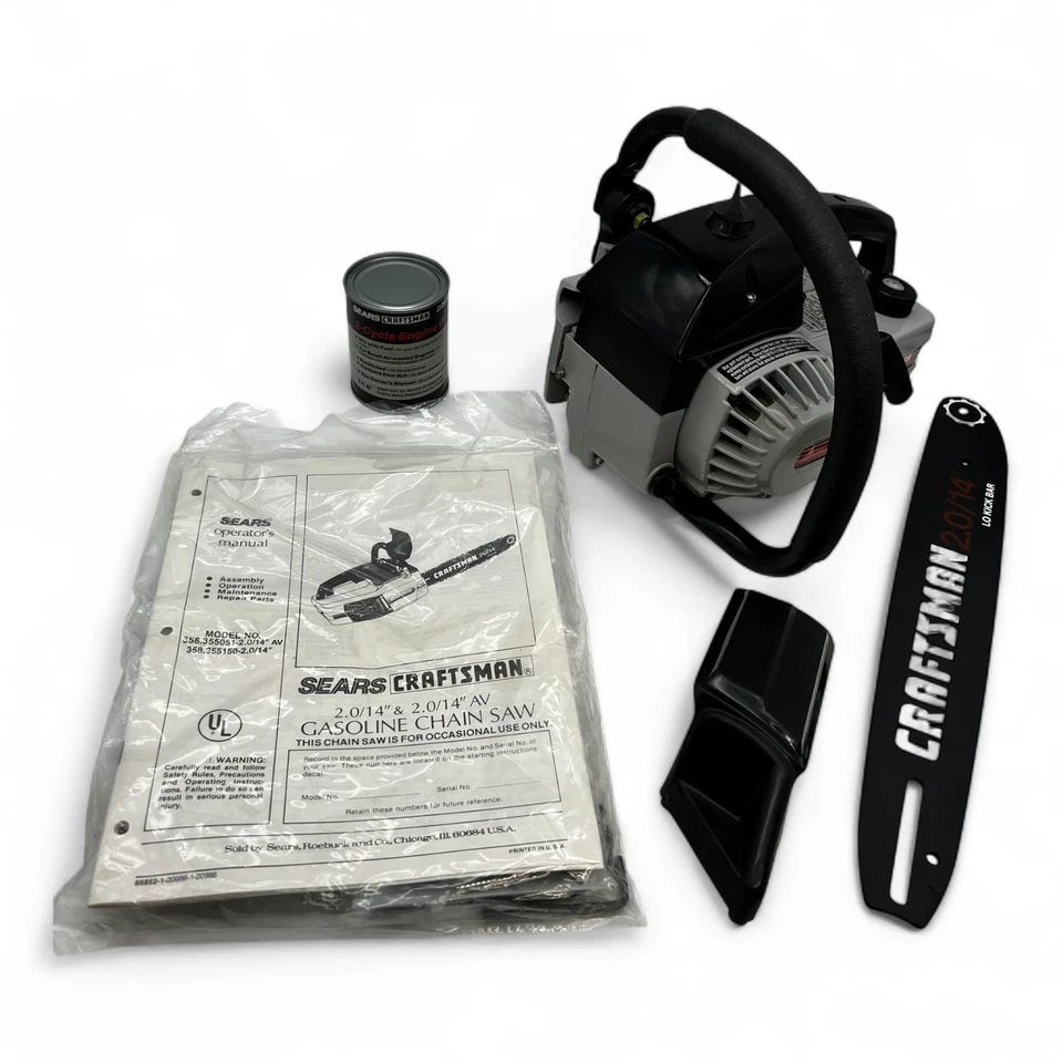 Motosierra de gas Sears Craftsman 7135505 33cc 14" barra 358.355051 1987 de colección Foto 2 de 4