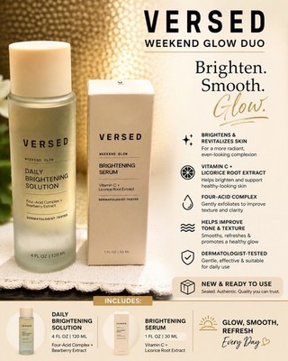 VERSED Weekend Glow Brightening Duo Set Vitamin C Serum & Daily Solution New