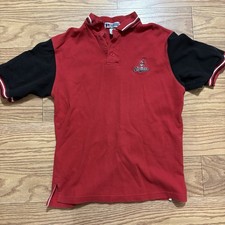 Vintage MLB Cleveland Indians Polo Shirt Size M by Russell Athletics Red Logo