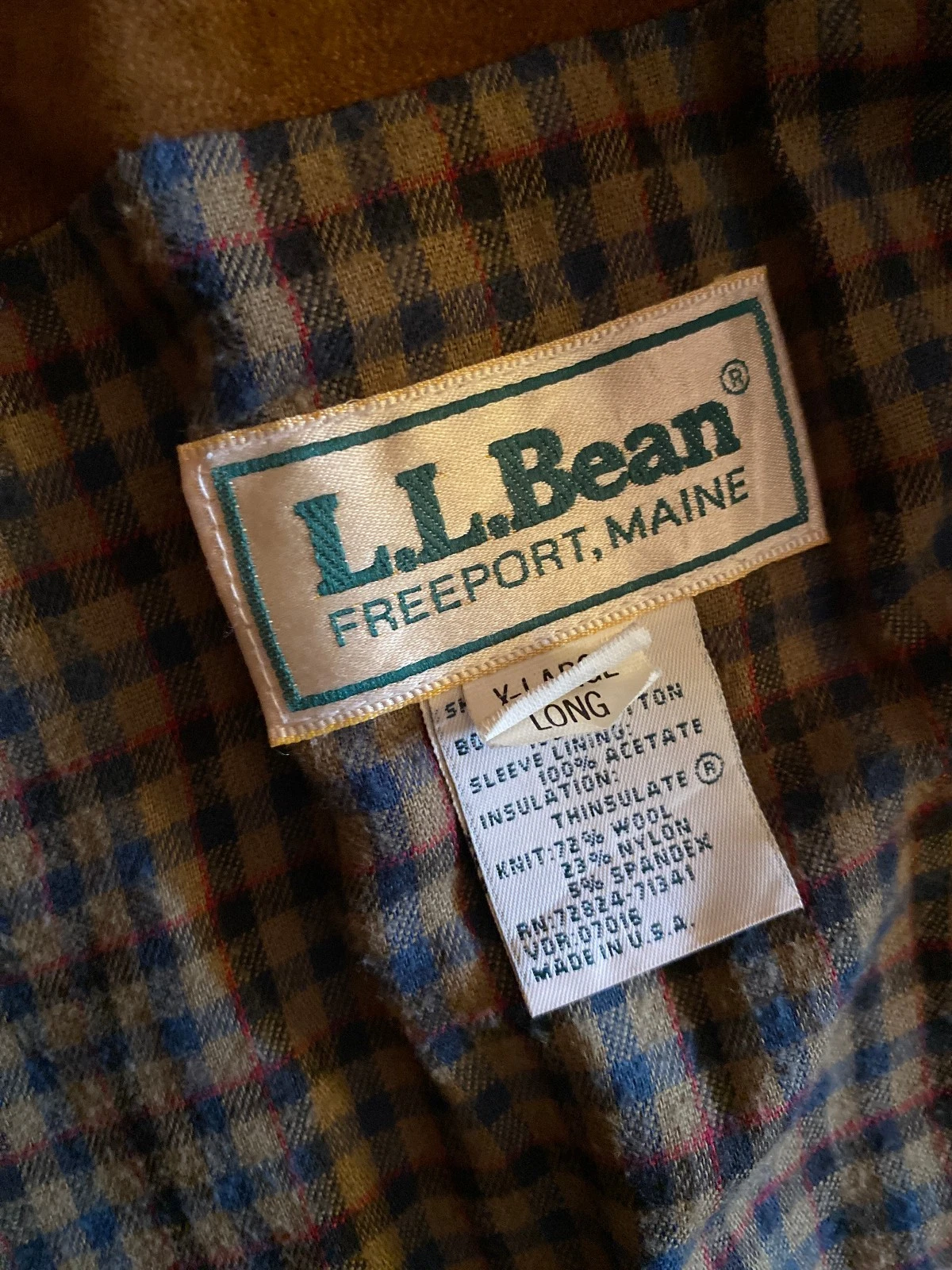 Vintage LL BEAN Leather Suede Bomber Jacket Flannel Lined USA Made image 5