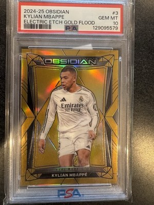 2024-25 Panini Obsidian - Kylian Mbappe #3 Electric Etch Gold Flood /10