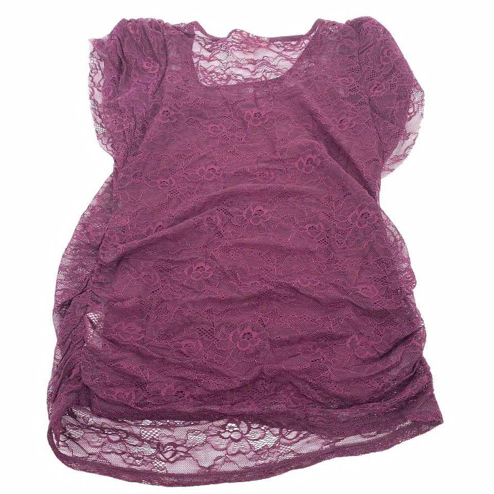 Jessica Simpson Full Lace Maternity Blouse with Camisole Top Medium Burgundy Red - Image 2 of 4