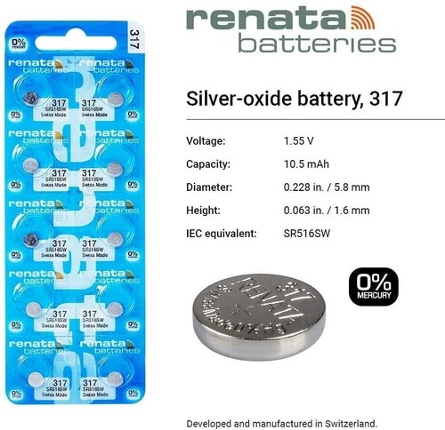 Renata 317 Watch Battery, Twin Pack - Picture 2 of 7