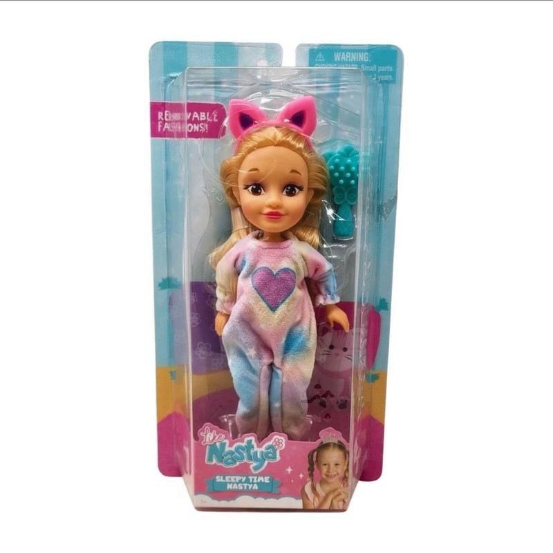 Like Nastya 8" Doll Sleepy Time Nastya Outfit, Headband, Brush & Fact Card NB