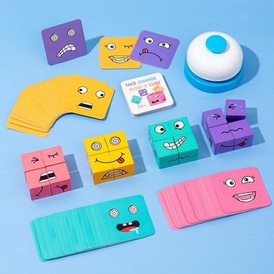Ausdruck passender Block Puzzle Gesicht wechseln Würfel Holz Geburtstag Geschenk Kind