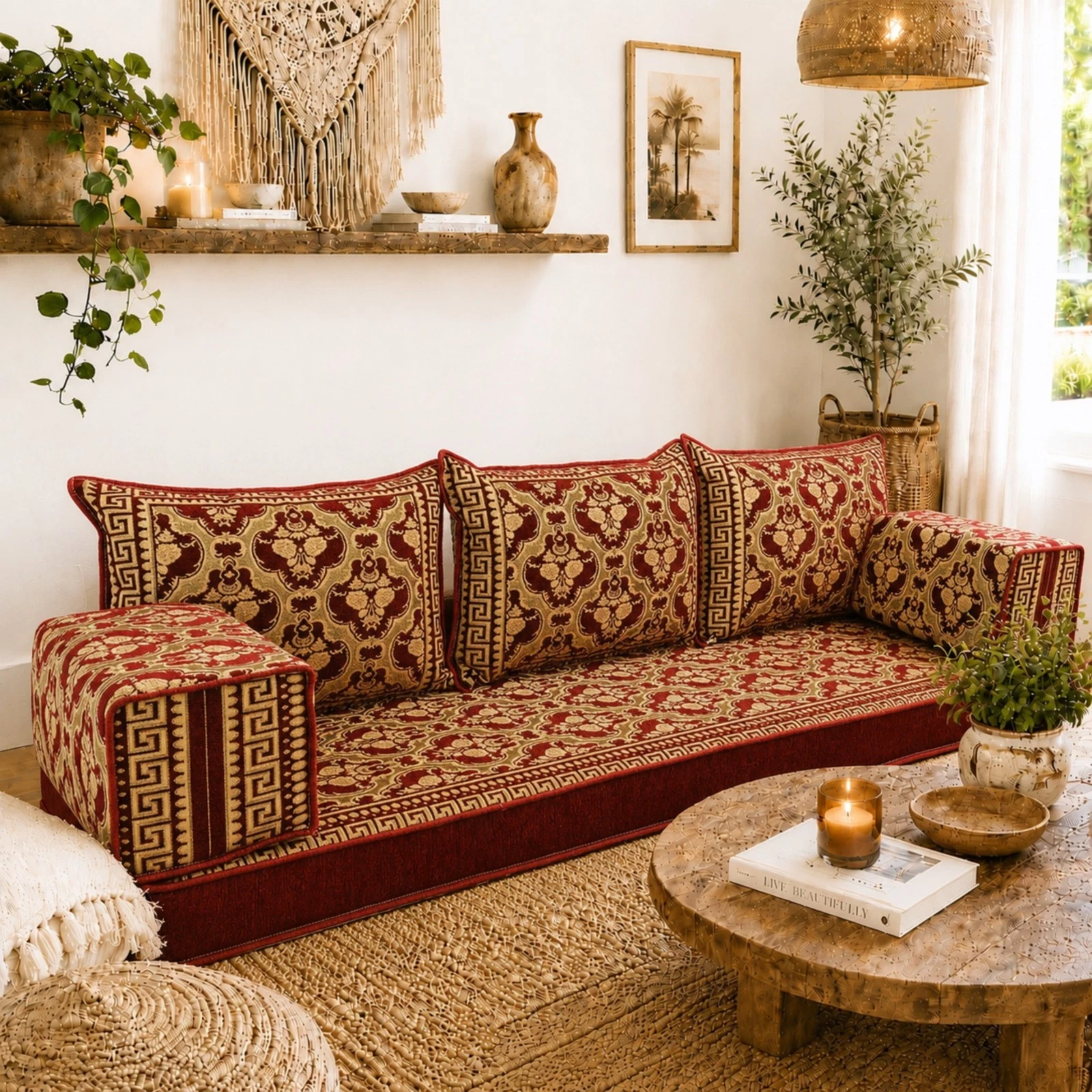 Handmade Arabic Majlis Sofa Set - Bohemian Floor Lounge Moroccan Floor Couch
Opens in a new window o