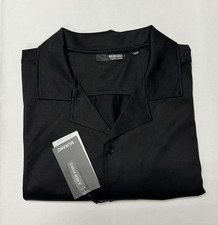 Murano Liquid Luxury Men Shirt 2XT Short Sleeve 100% Cotton Jersey Button Black