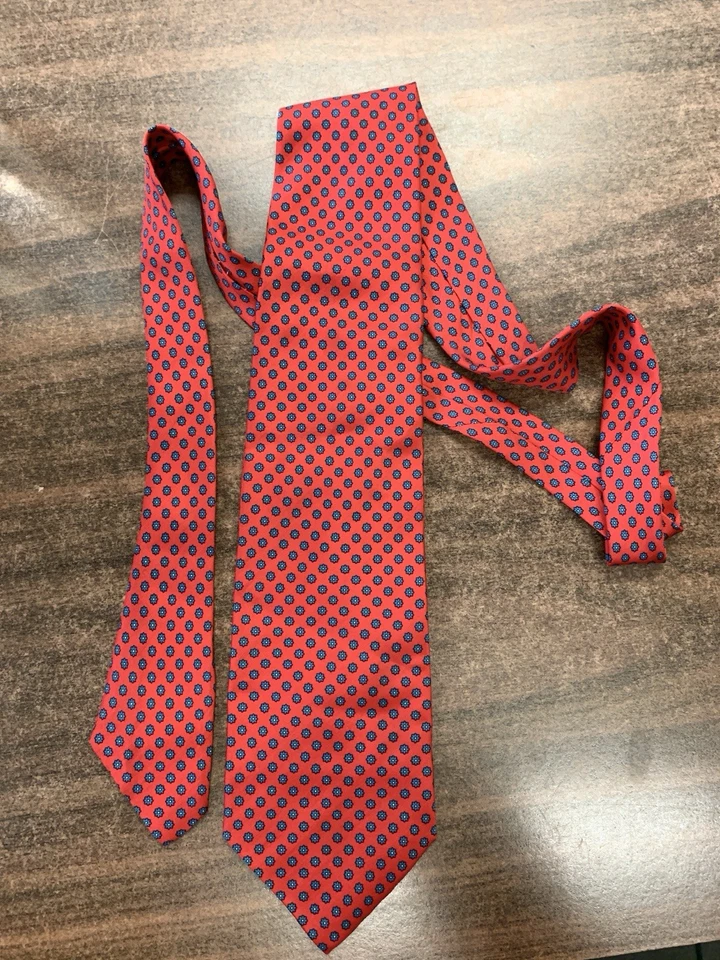 Corbata De Colección Cerruti 1881 Para Hombre Hecha en Italia Corbata Roja Azul Azul Floral Sobre Rojo Foto 4 de 4