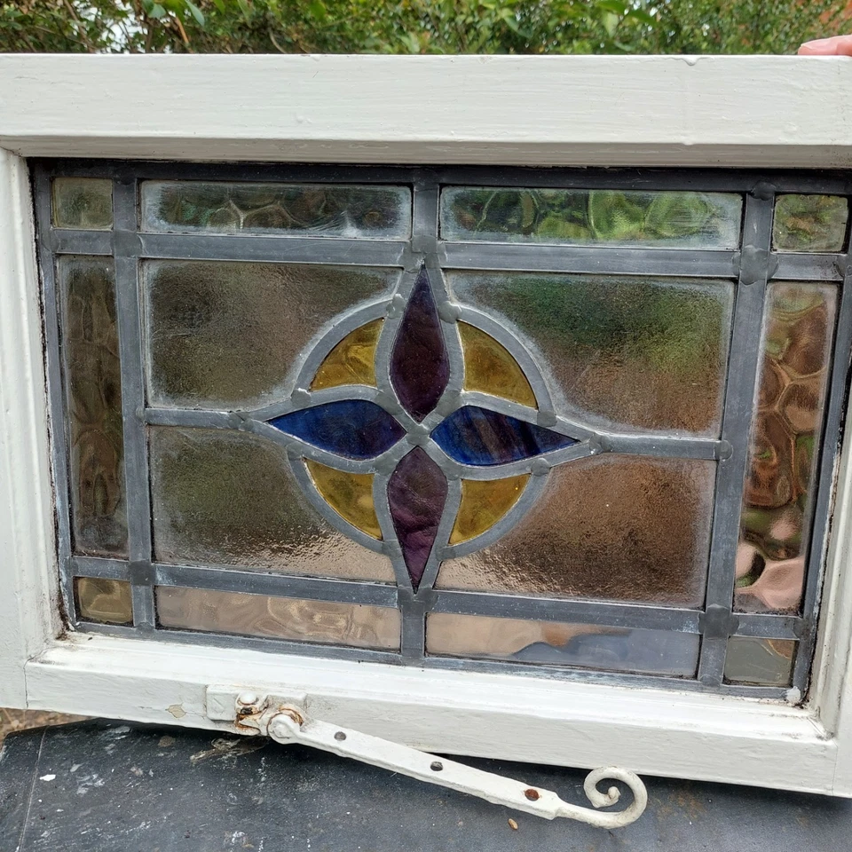 Matched Pair of 1930s Leaded Skylight Panels – Art Deco Charm in VGC - Image 4 of 4