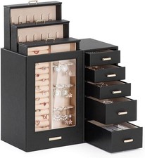 Homde large Jewelry Box for Women: Big Organizer with 8 Drawers Black