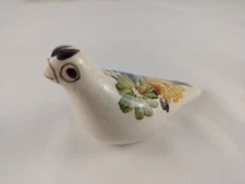 Vintage Mexican Tonala Ceramic Bird Figurine Art Dove Hand Painted 2"T Signed