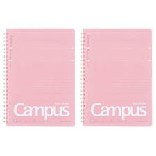 Campus Soft Ring Notebook, A5, B 6mm Dot Ruled, 29 Lines, 50 Sheets, Pink, Se...