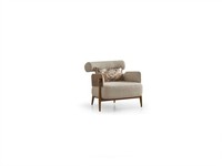 Beiger Textilsessel Designer Wohnzimmer Polstersessel HolzfüßE