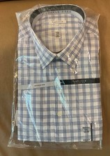 New Van Heusen Blue Plaid Wrinkle  Free Dress Shirt 17  34/35 XL Regular Fit 45