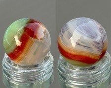 Vintage Vitro Agate Bullseye Marble 0.625" NM Red Green White