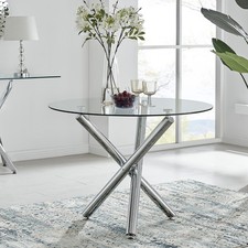 **Seconds** Selina Chrome Round Glass Dining Table