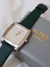 Alfex Plum Design (Swiss) Vintage: w/Box +New Deep Green Strap