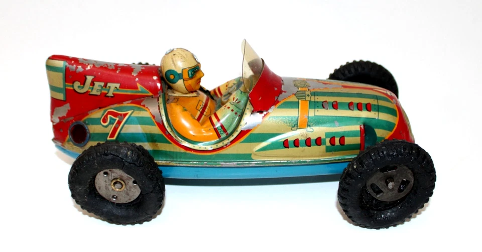 Vintage Marusan Japan Tin Jet Racer Racing Car 8.5" Friction 50s - Image 3 of 4