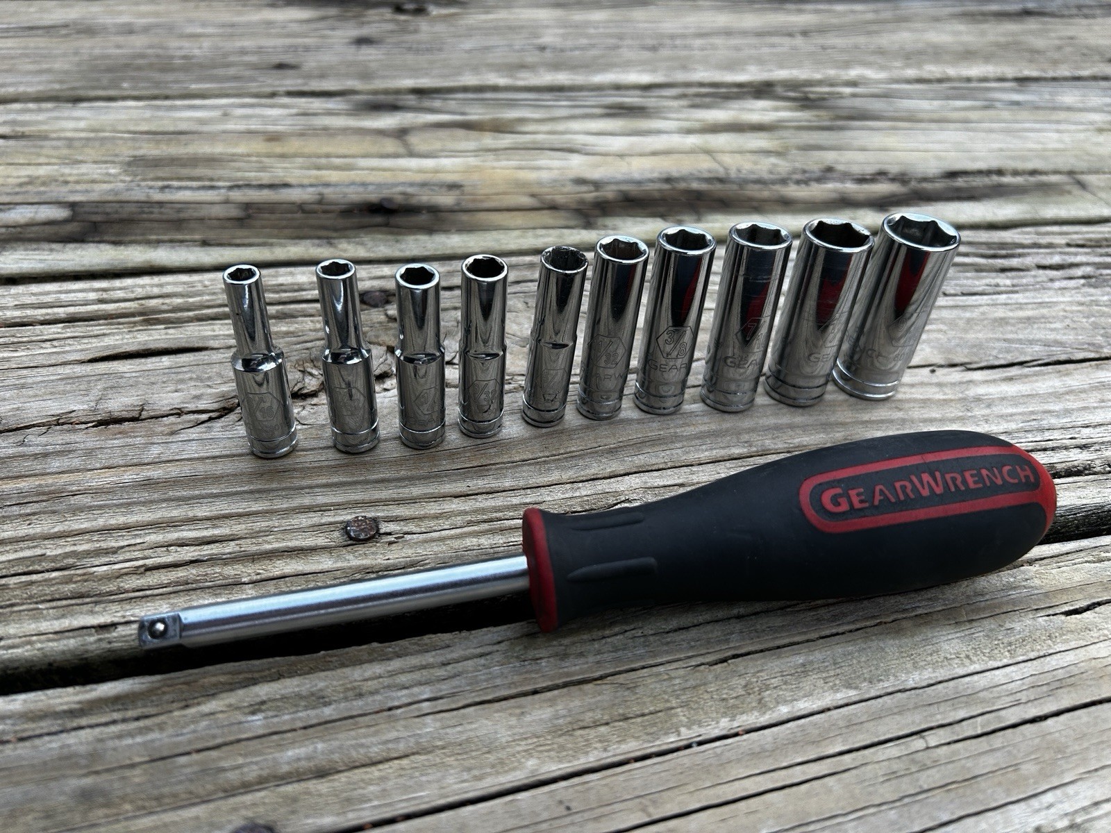 Gearwrench 10-Piece SAE Deep Socket Set 1/4 Drive 6PT 3/16-9/16  Socket Driver
