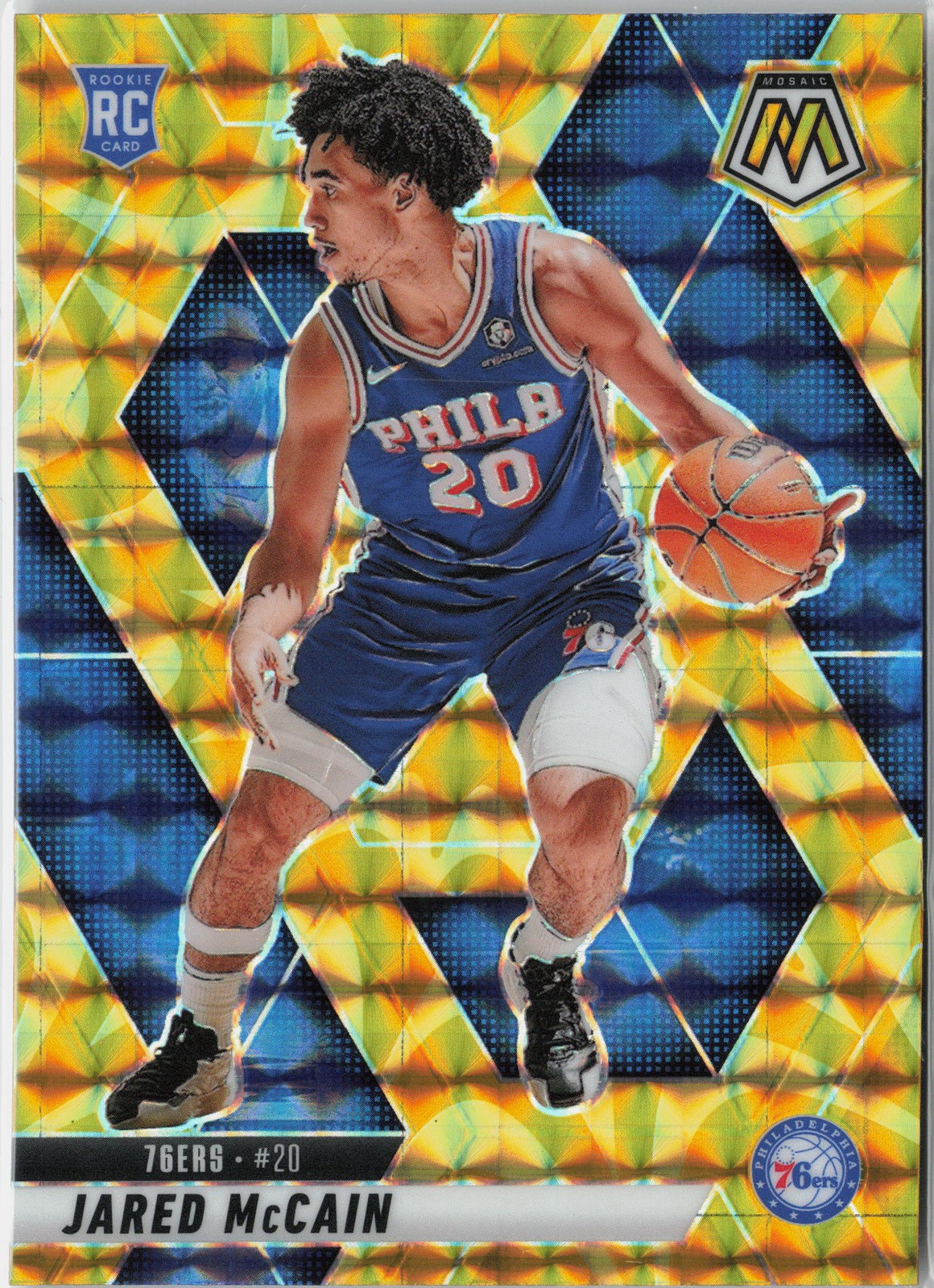 2024-25 Panini Mosaic #228 Jared McCain Reactive Yellow Mosaic