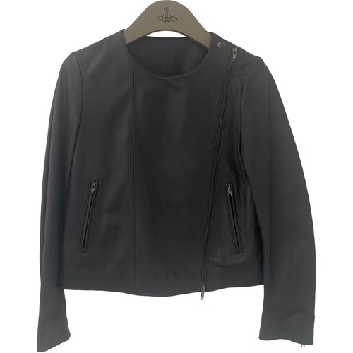Freda Women's Leather Charcoal Grey Biker Jacket ~ UK 12 US 8 ~ BNWT ~ RRP £545 - Picture 2 of 19