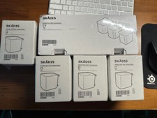 LOT OF IKEA SKADIS: 4x grey metal containers,...