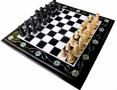 Marble Chess Board with Stone Chess Set Pieces, Queen's Gambit Chess Set,