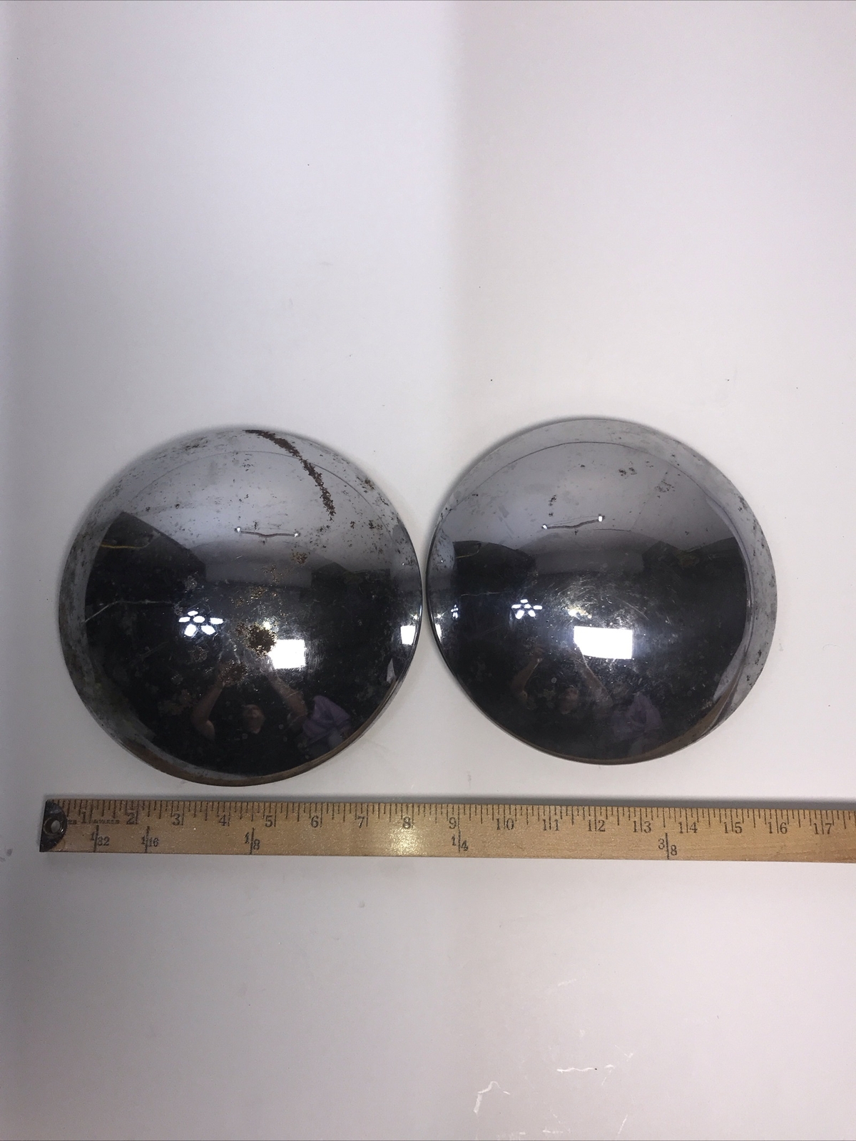 To Vintage Half Moon Hubcaps. Unknown Year eBay