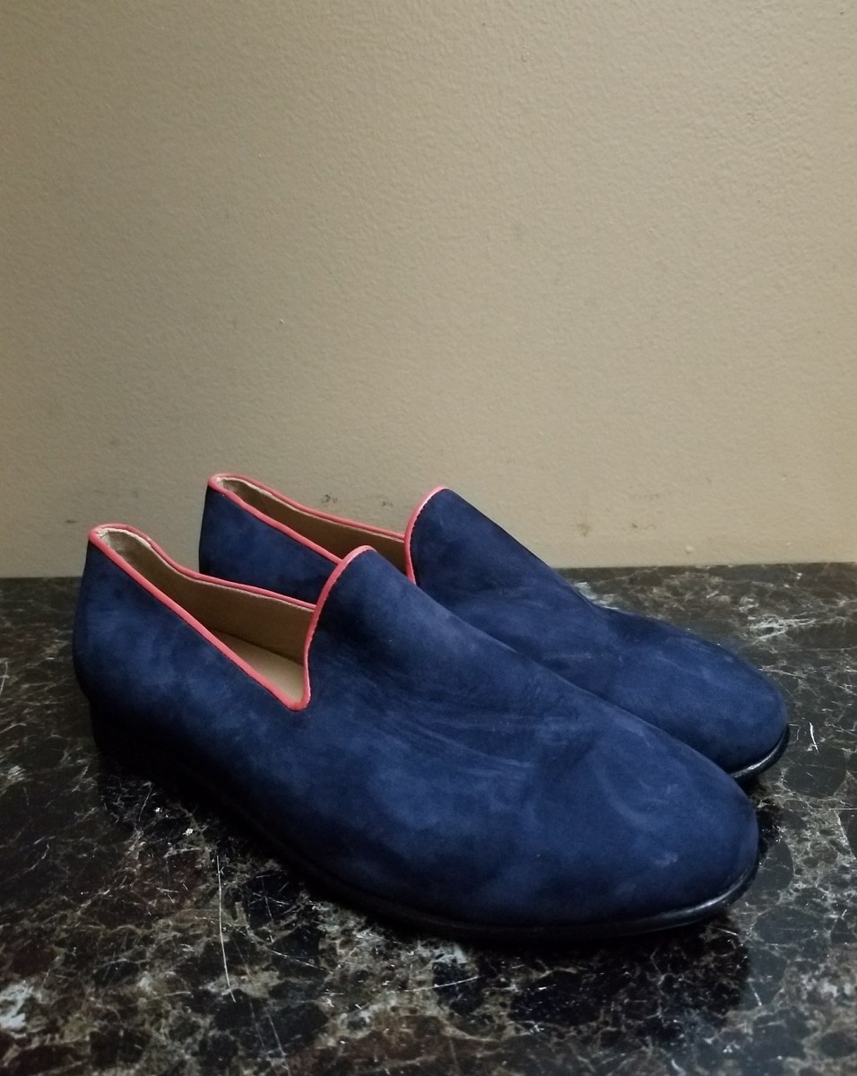 Res Ipsa Nwob Embroidered Loafers - Blue The Lazio Shoe Navy Blue Suede Slip-on Loafer Men Shoe  main image 3