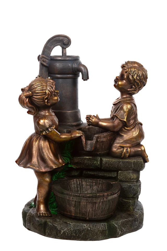 Zimmerbrunnen mit LED Leuchten, 74cm Springbrunnen Krüge Brunnen 16 Kinder - Bild 4 von 4
